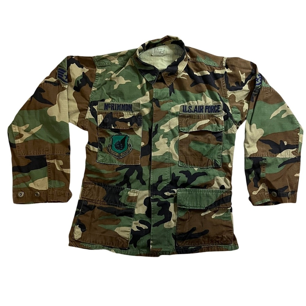 Vintage US Air Force Woodland Camo BDU Field Jacket 1988 Cold War Era Military